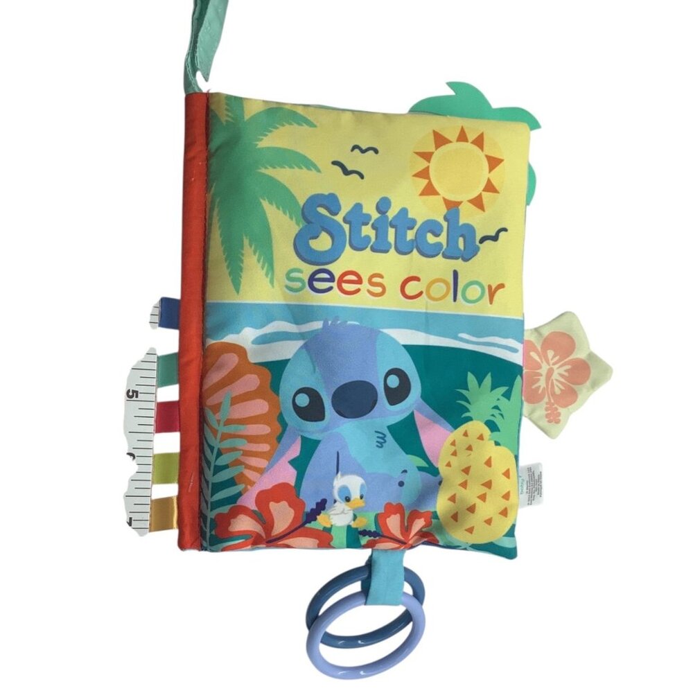 Disney Baby "Stitch Sees Color" Soft Cloth Book Teething Rings Tags